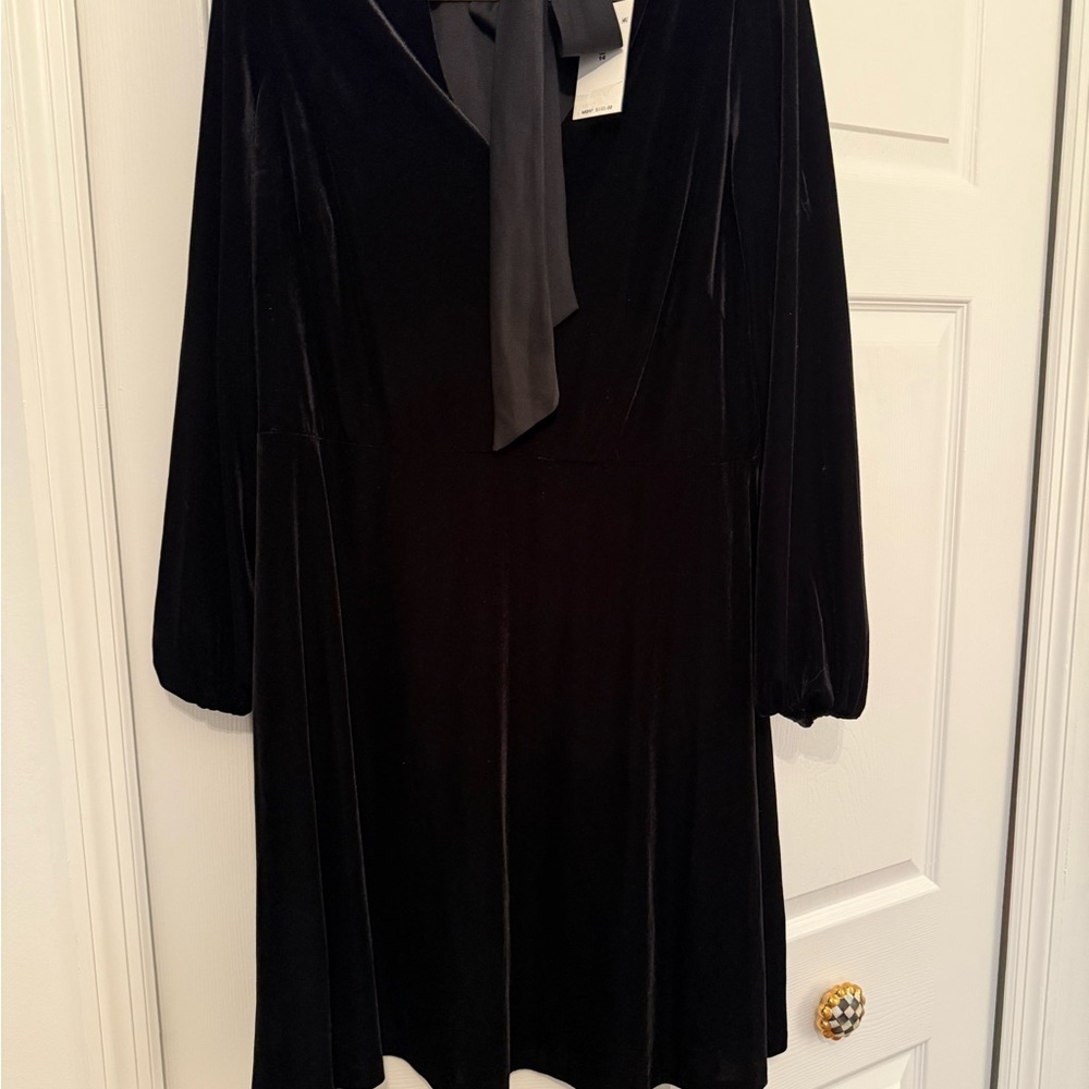 Lauren Ralph Lauren Black Cowl Neck Bishop Sleeve Dress NWT
